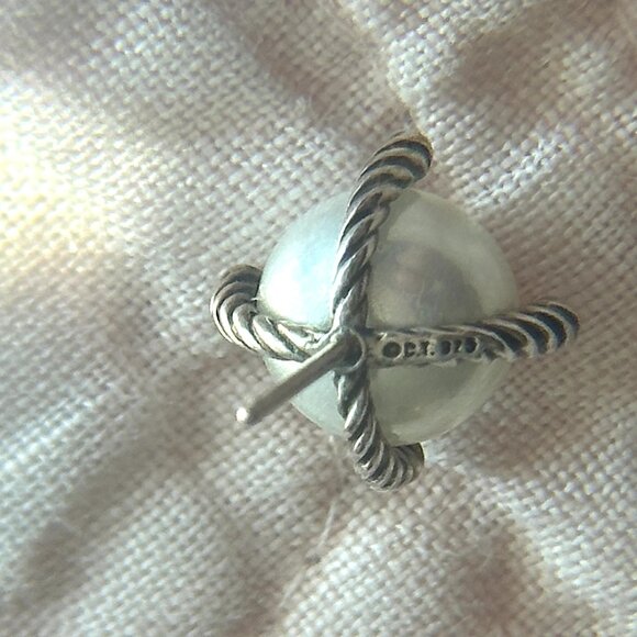 David Yurman Cable Pearl & Diamond Stud Earrings – Sterling Silver - Picture 11 of 11